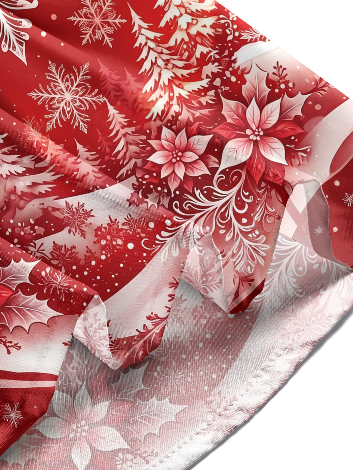 Adaychic Men's Christmas Snowflakes And Poinsettias Print Long Sleeve Shirt with Chest Pocket