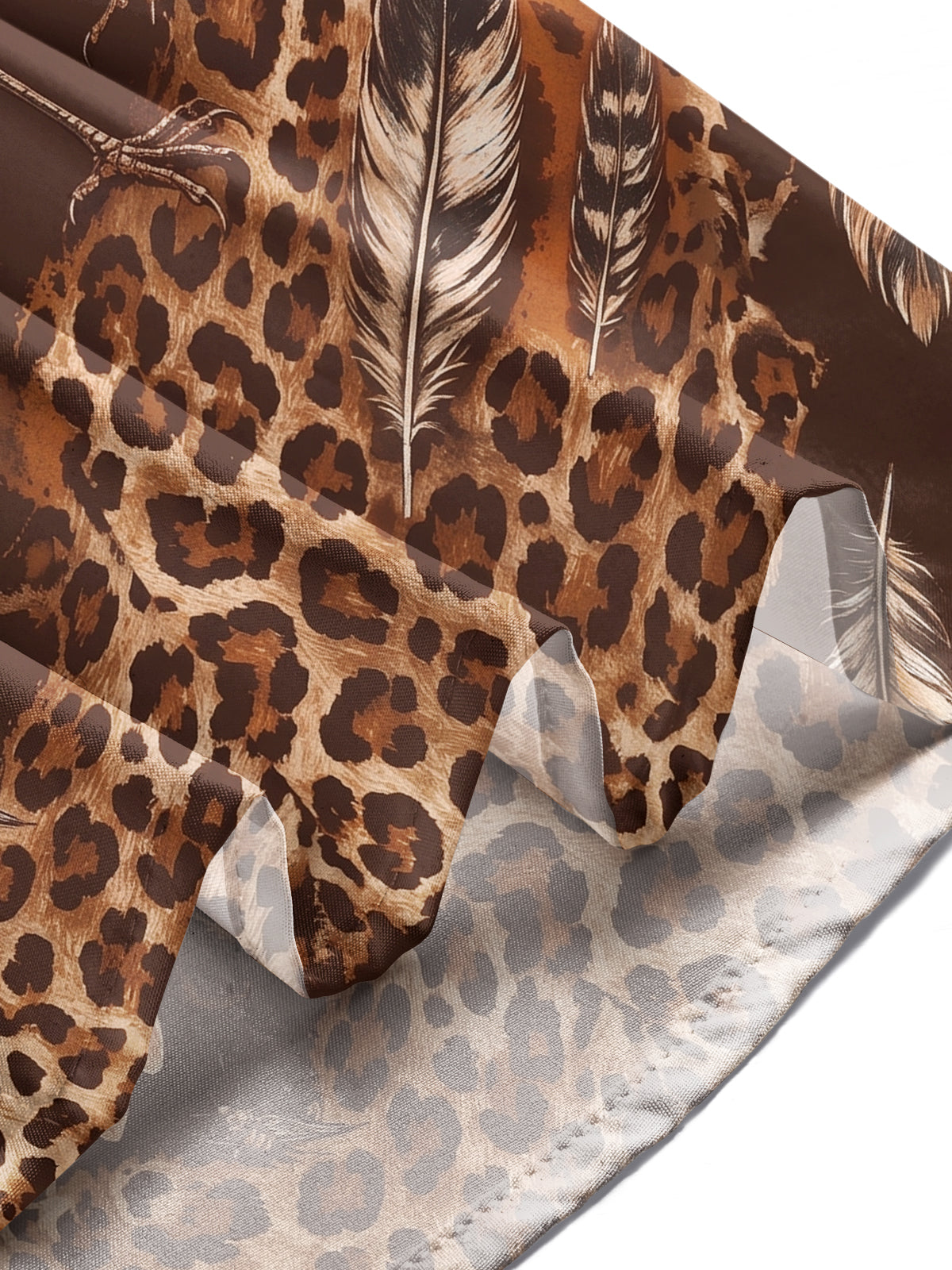 Adaychic Men's Printed Bird And Leopard Print Long Sleeve Shirt with Chest Pocket