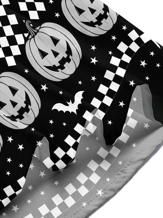 Adaychic Men's Graphic Halloween Skulls Print Short Sleeve Shirt with Chest Pocket