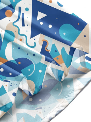 Adaychic Blue Orange Geometric Abstract Pattern Men's Pocket Long Sleeve Shirts