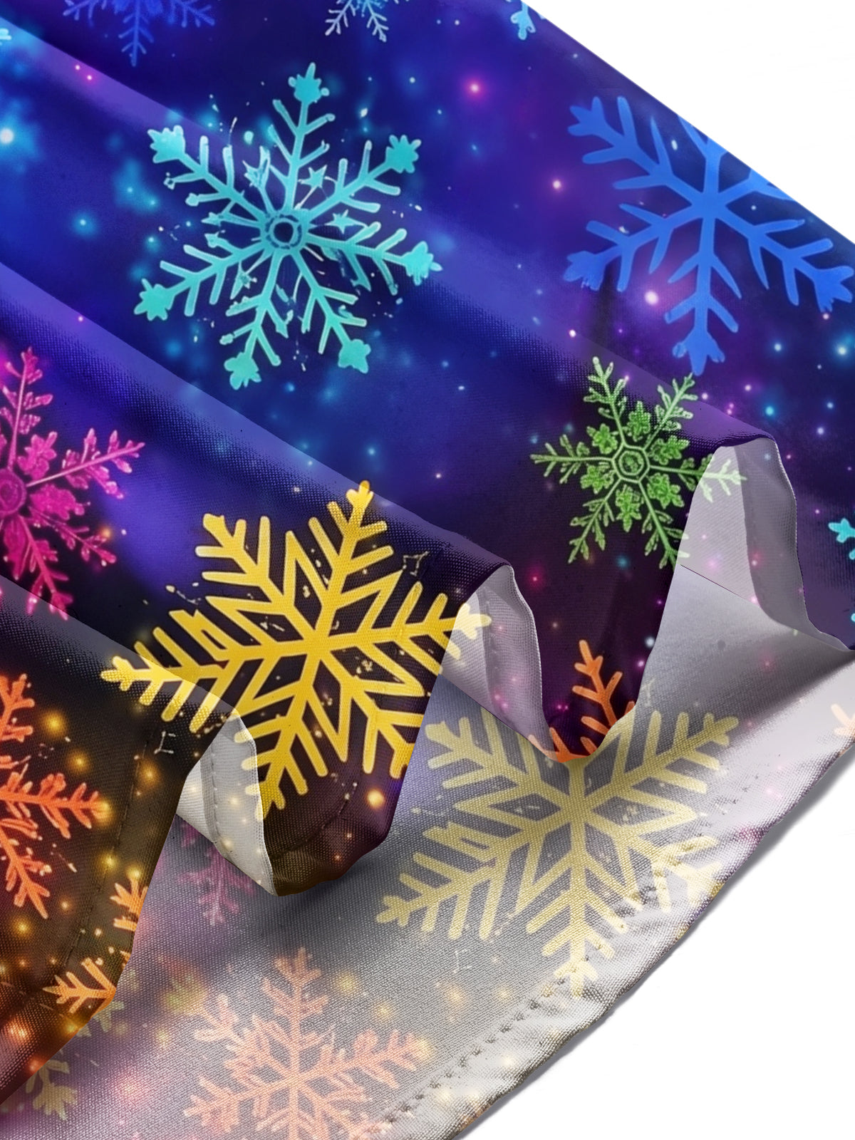 Adaychic Men's Printed Colorful Snowflakes Print Long Sleeve Shirt with Chest Pocket