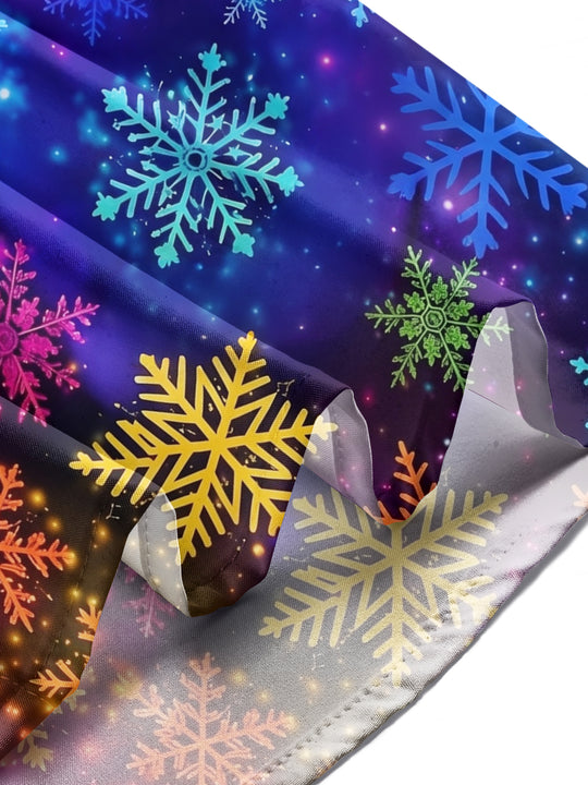 Adaychic Men's Printed Colorful Snowflakes Print Long Sleeve Shirt with Chest Pocket