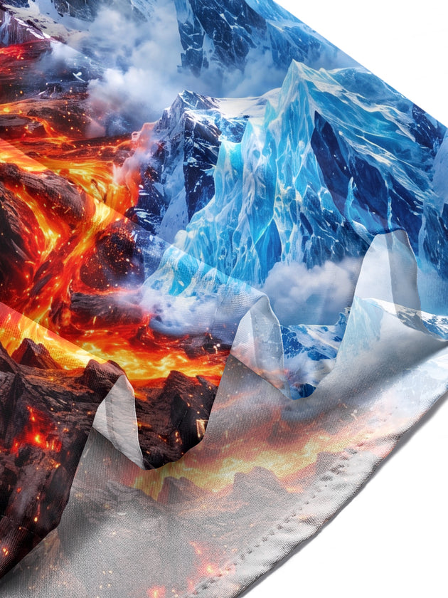 Adaychic Men's Printed Volcanic Eruption Print Long Sleeve Shirt with Chest Pocket
