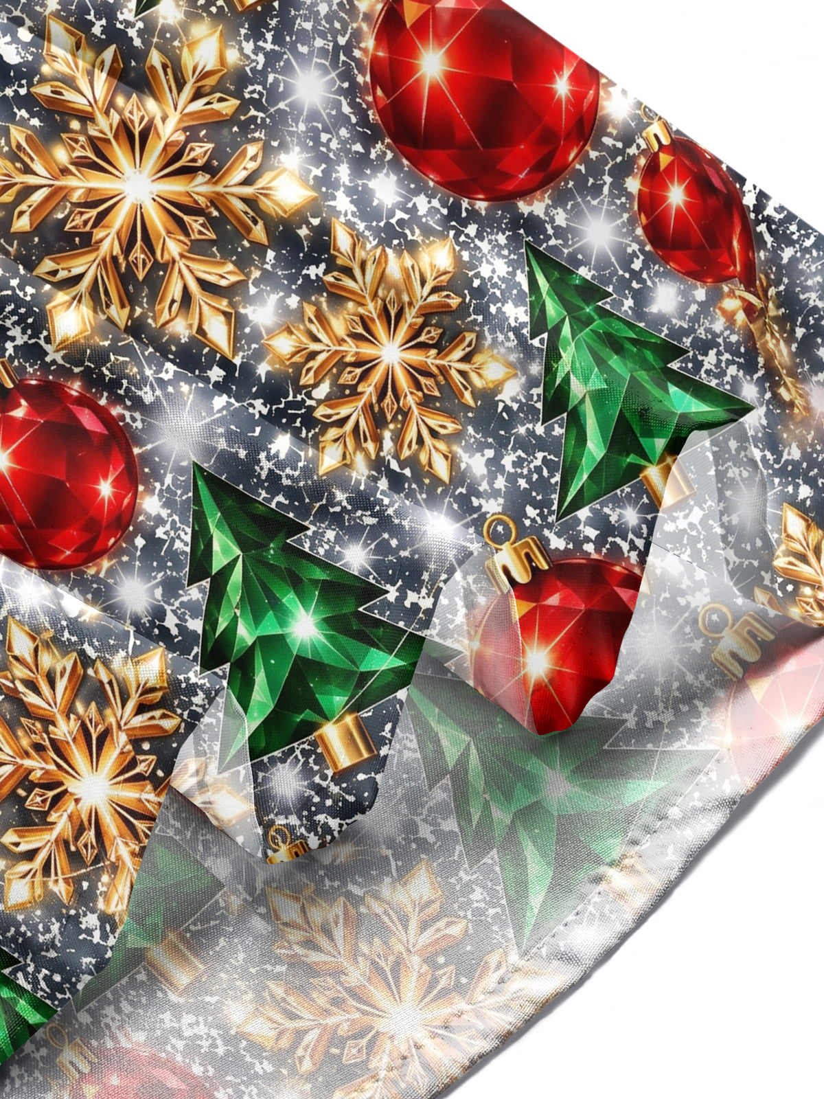 Adaychic Men's Printed Christmas Trees And Ornaments Print Long Sleeve Shirt with Chest Pocket