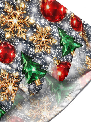 Adaychic Men's Printed Christmas Trees And Ornaments Print Long Sleeve Shirt with Chest Pocket