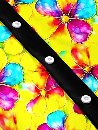 Men's Hawaiian floral pattern short sleeve shirt flat lay view