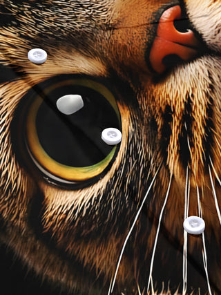 Adaychic Men's Graphic 3D Cat Print Tabby Cat Face Print Short Sleeve Shirt with Chest Pocket
