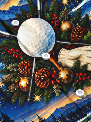 Adaychic Men's Long Sleeve Stand Collar Shirt - Golf Equipment And Christmas Ornaments Print