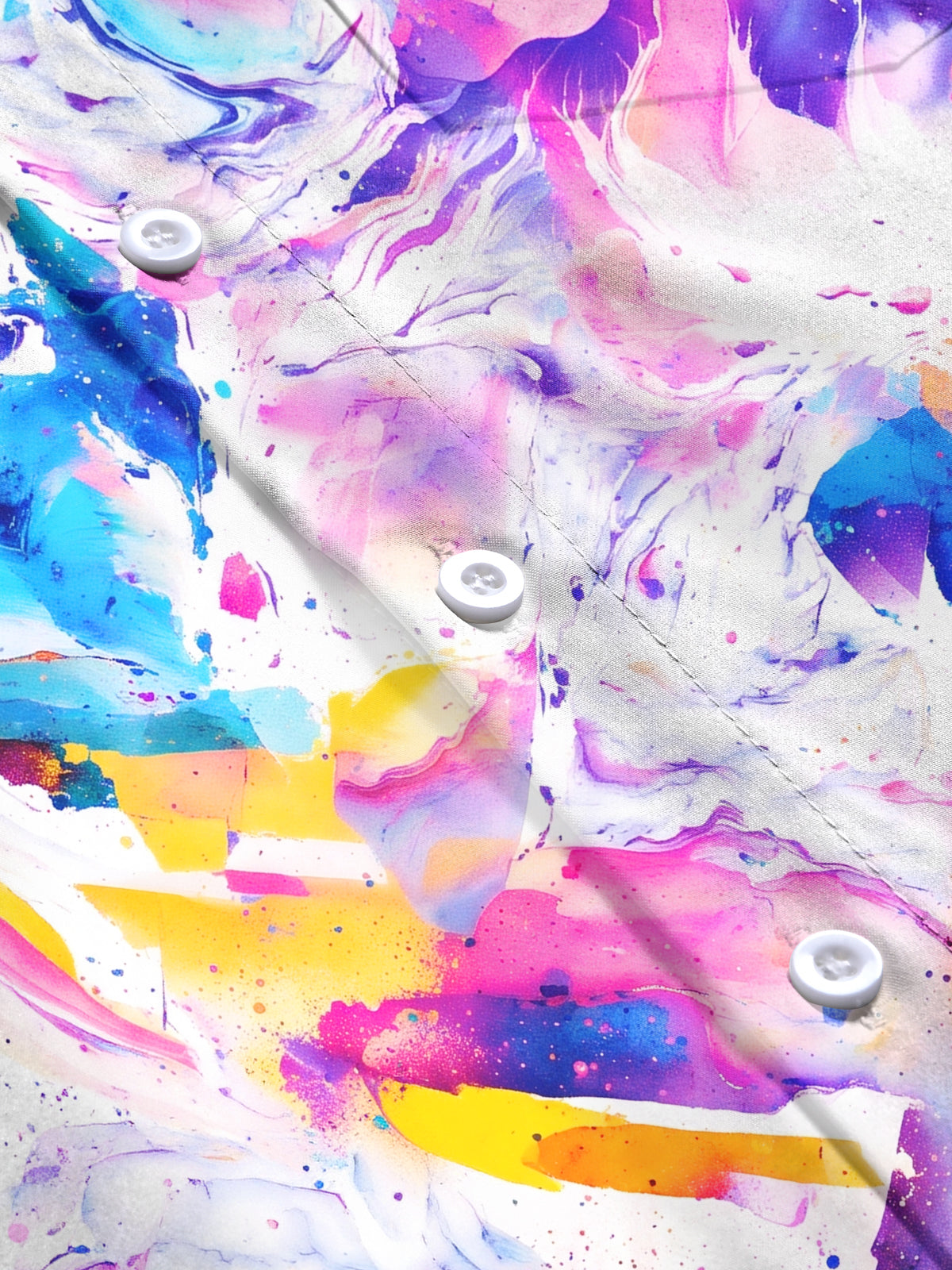 Adaychic Men's Abstract Watercolor Splashes And Swirls Print Long Sleeve Shirt with Chest Pocket