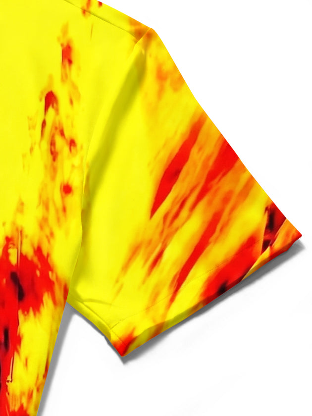 Adaychic Men's Tie Dye Colorful Abstract Tie Dye Print Short Sleeve Shirt with Chest Pocket