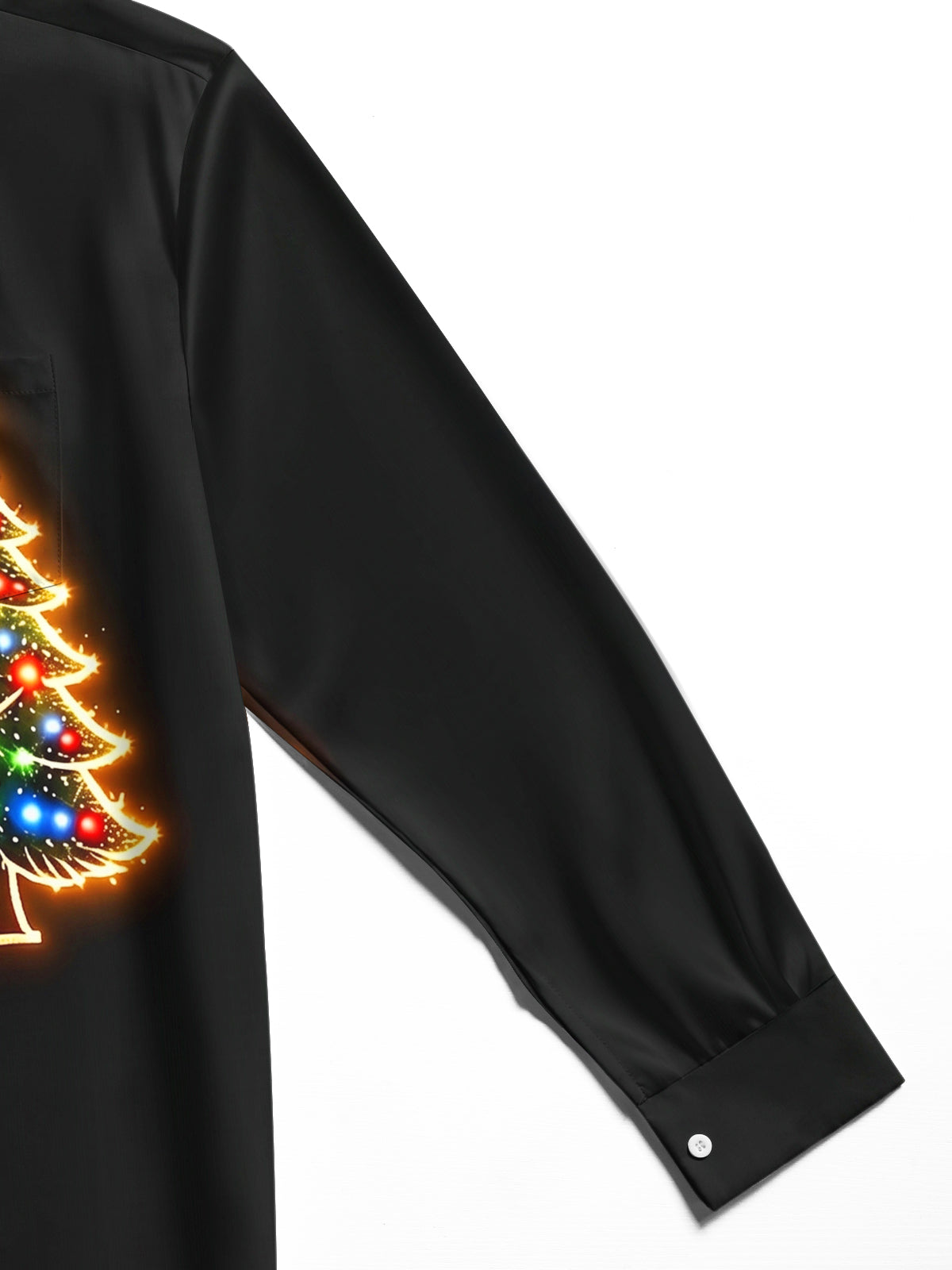 Adaychic Men's Graphic Christmas Tree Print Long Sleeve Shirt with Chest Pocket