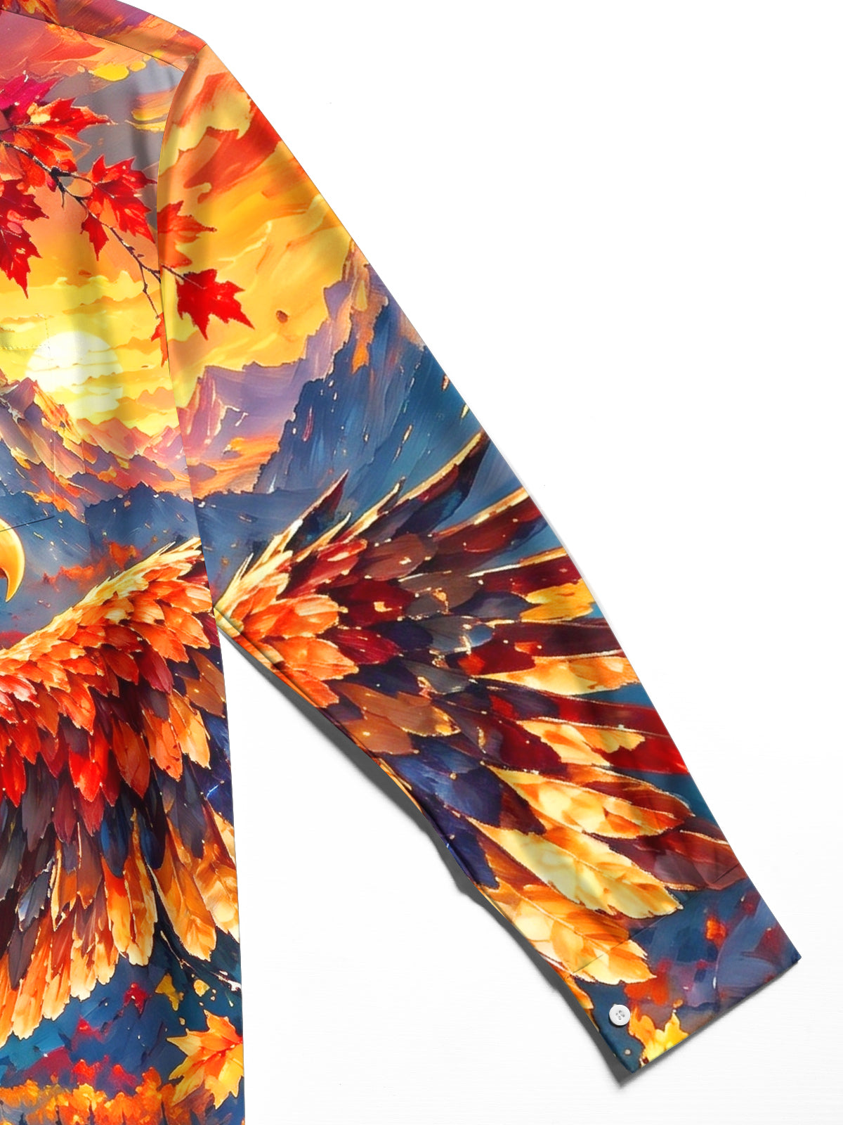 Adaychic Men's Bald Eagle And Autumn Maple Leaves Print Long Sleeve Shirt with Chest Pocket