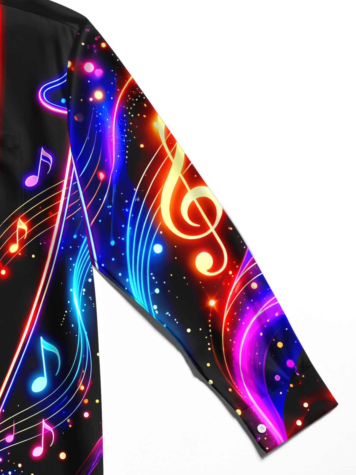 Adaychic Men's Neon Musical Notes And Audio Visualizer Print Long Sleeve Shirt with Chest Pocket