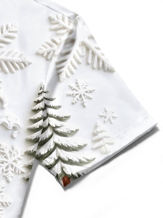 Adaychic Men's Graphic Christmas Winter Scene Print Short Sleeve Shirt with Chest Pocket