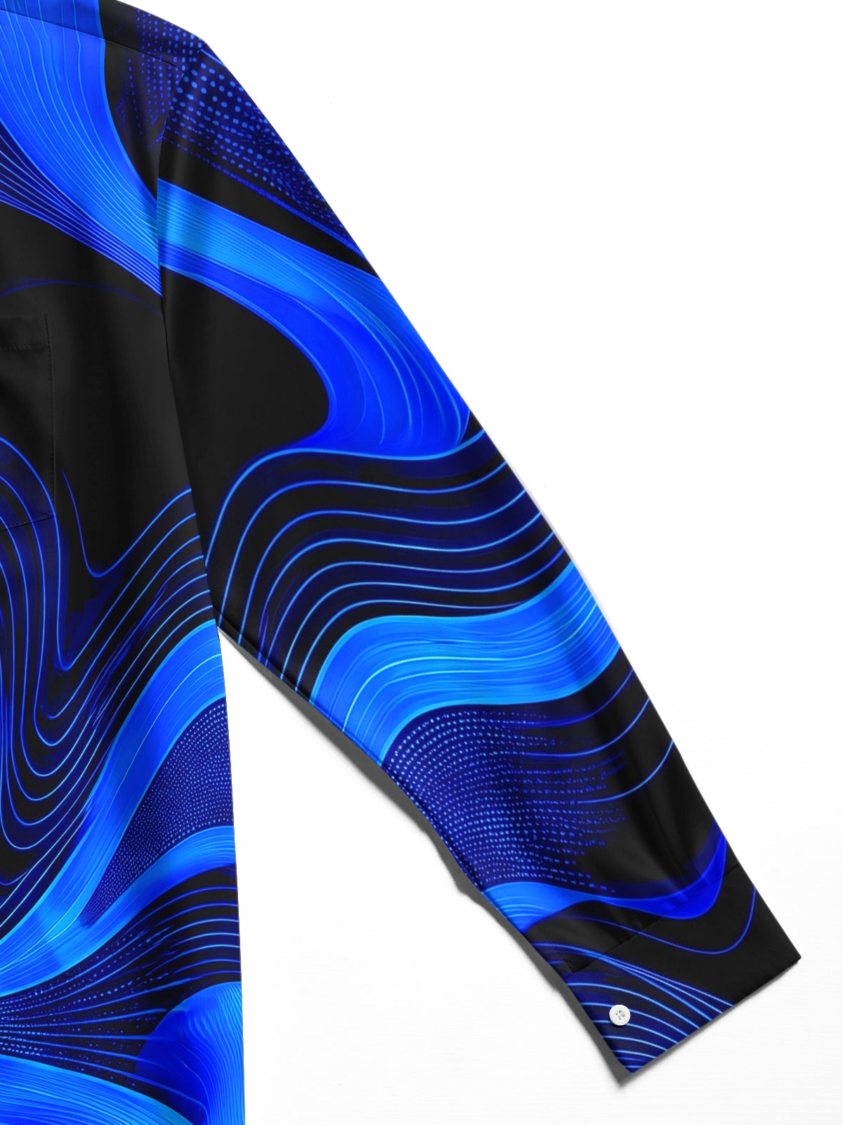 Adaychic Men's Abstract Abstract Blue And Black Swirl Pattern Long Sleeve Shirt with Chest Pocket