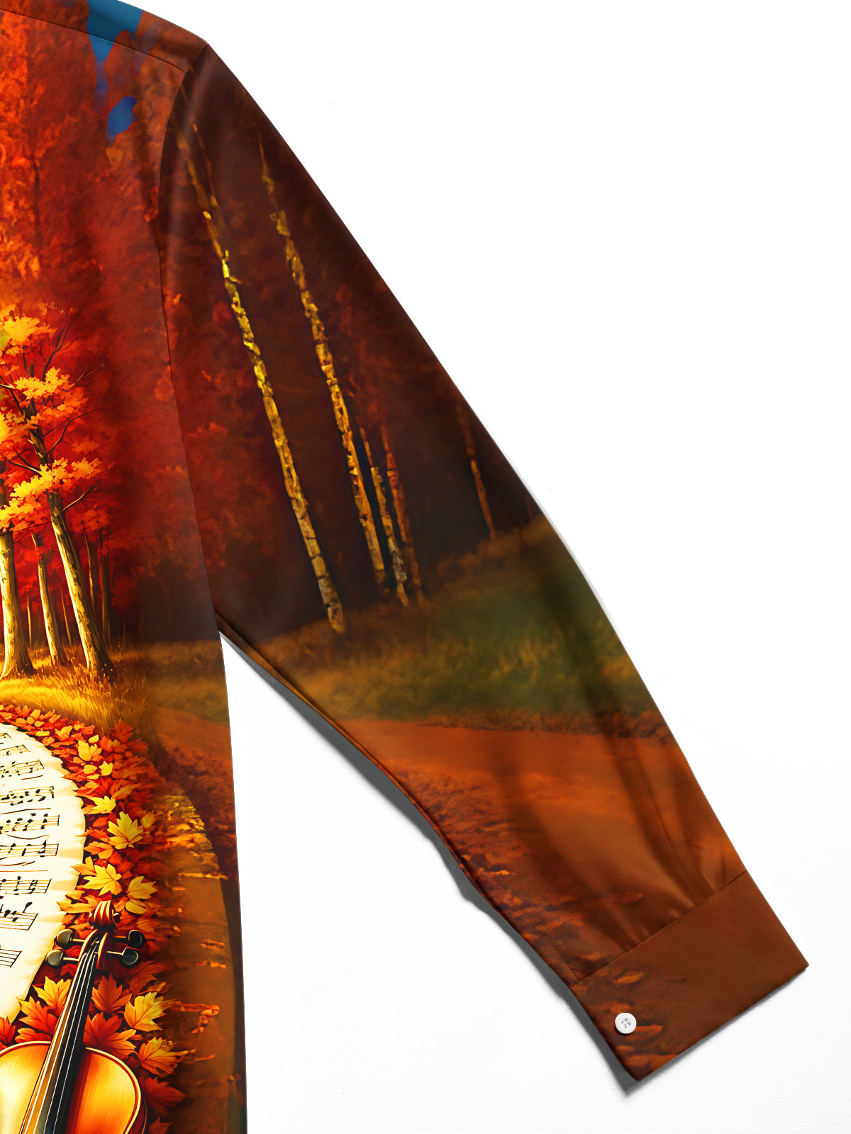 Adaychic Men's Hawaiian Violin Print Autumn Print Long Sleeve Shirt with Chest Pocket