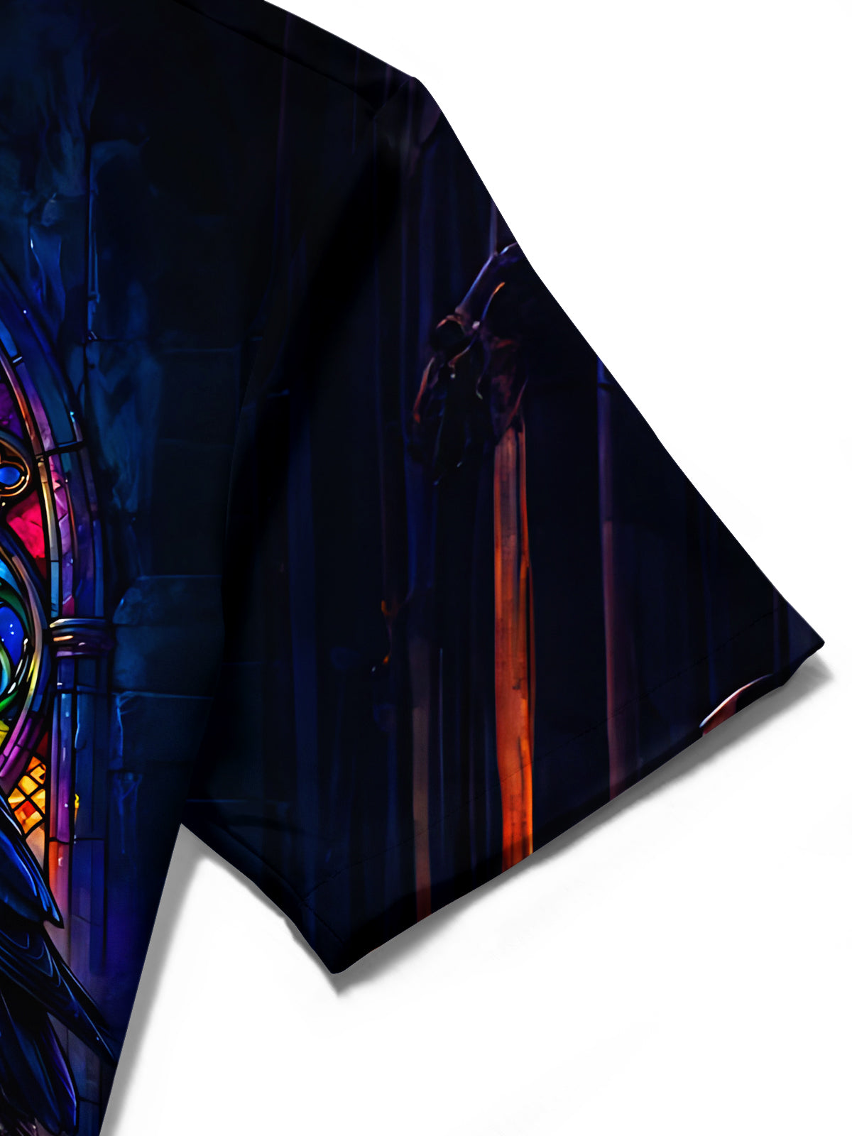 Adaychic Men's Graphic Stained Glass Crows Print Short Sleeve Shirt with Chest Pocket