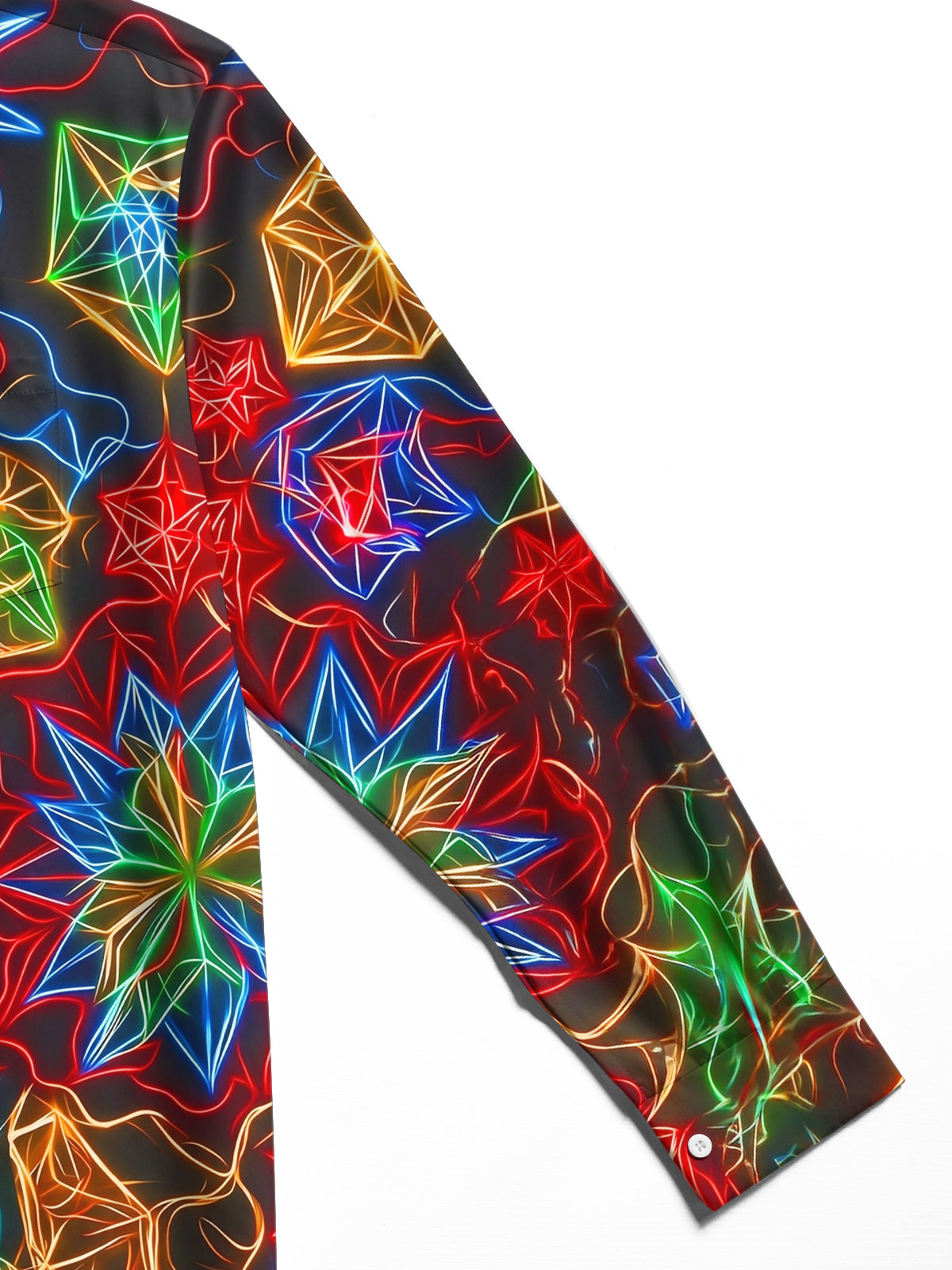 Adaychic Men's Patterned Neon Geometric Snowflakes Print Long Sleeve Shirt with Chest Pocket