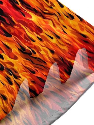 Adaychic Men's Hawaiian Fire Pattern Flames Print Short Sleeve Shirt with Chest Pocket