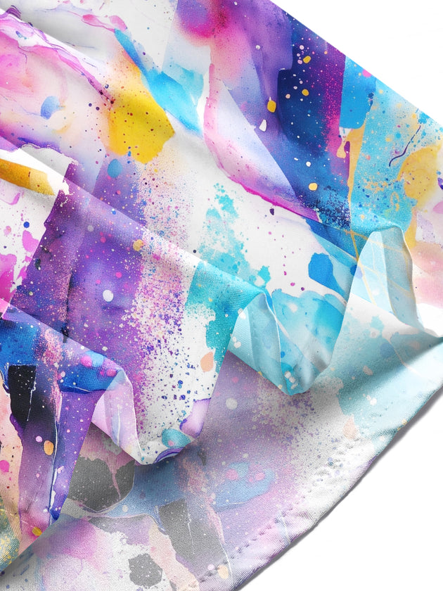 Adaychic Men's Abstract Watercolor Splashes And Swirls Print Long Sleeve Shirt with Chest Pocket