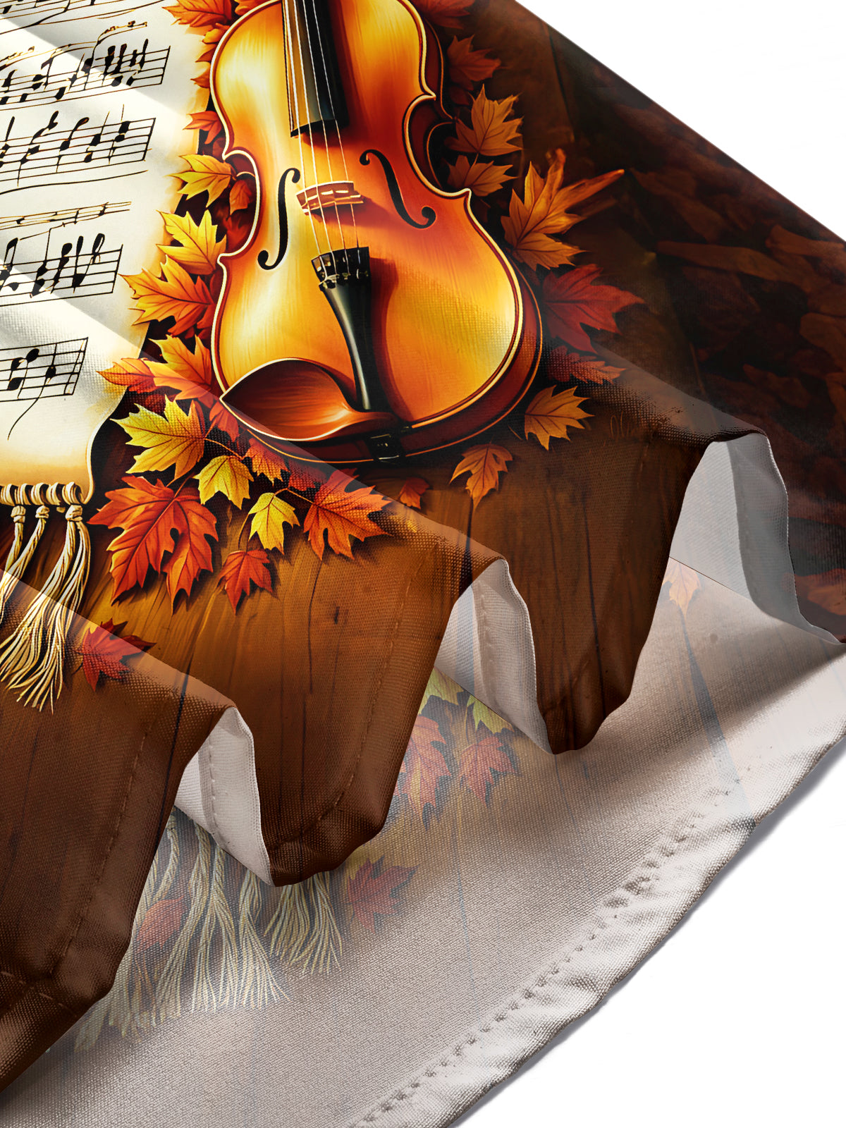Adaychic Men's Hawaiian Violin Print Autumn Print Long Sleeve Shirt with Chest Pocket