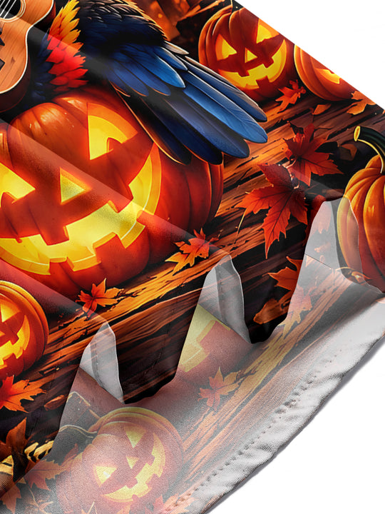 Adaychic Men's Graphic Halloween Toucan Print Long Sleeve Shirt with Chest Pocket
