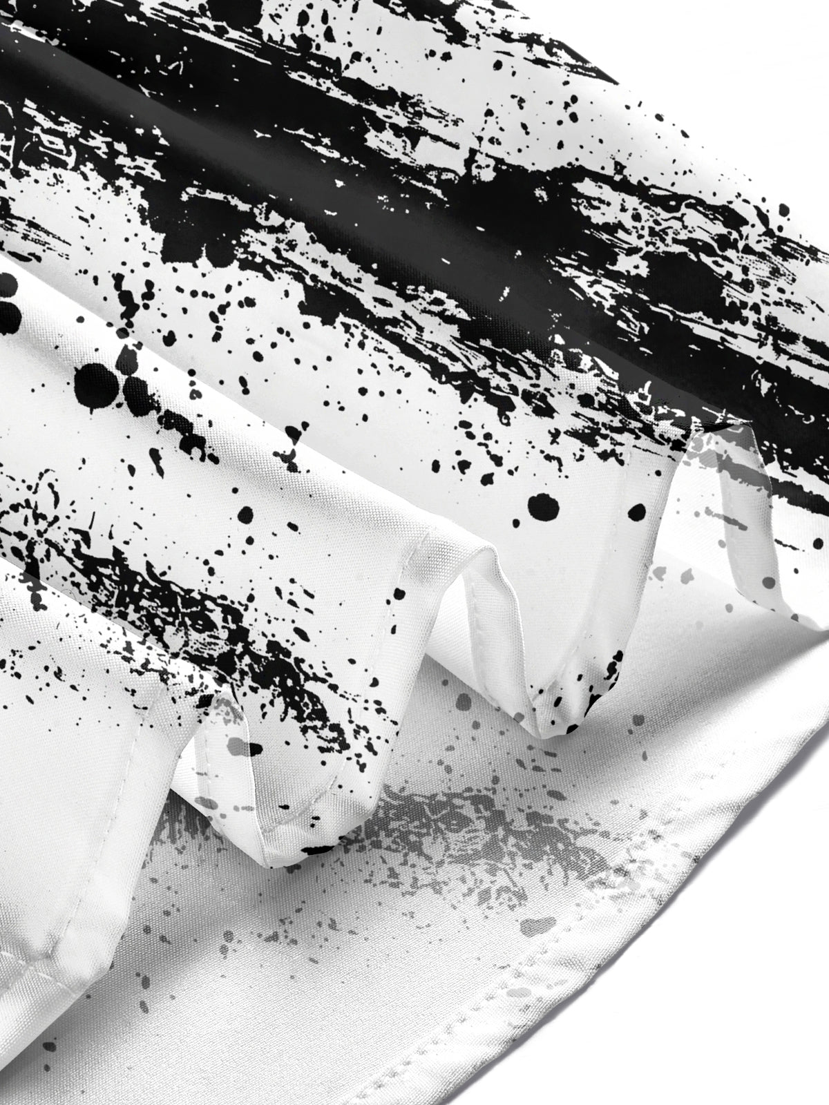 Adaychic Men's Abstract Black And White Ink Splatter Print Long Sleeve Shirt with Chest Pocket