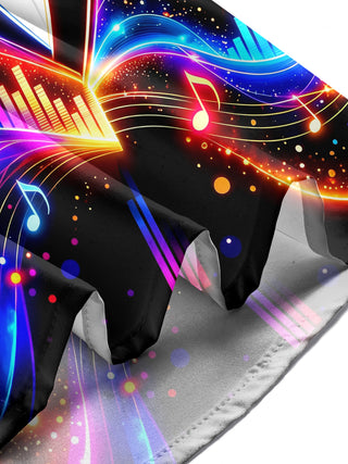 Adaychic Men's Neon Musical Notes And Audio Visualizer Print Long Sleeve Shirt with Chest Pocket