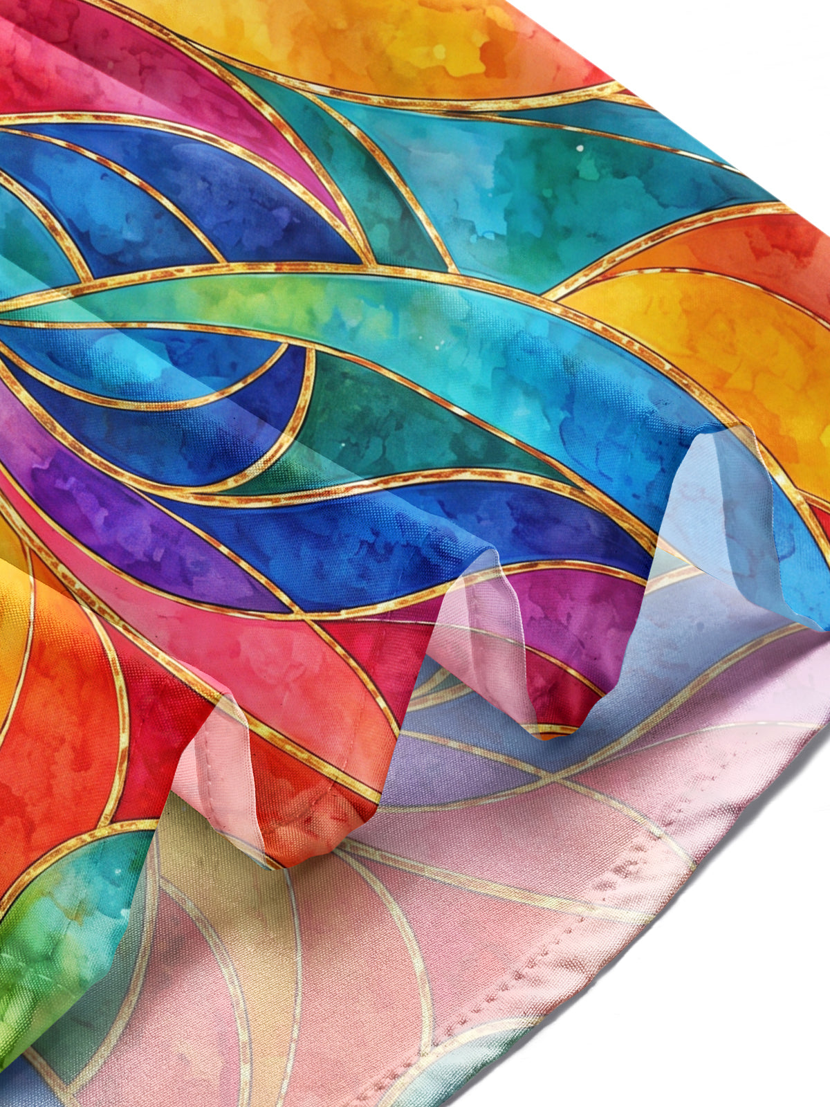 Adaychic Men's Long Sleeve Shirt - Abstract Swirling Rainbow Patterns With Gold Lines Print with Chest Pocket