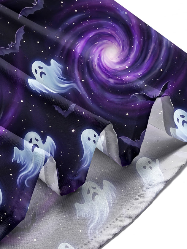 Adaychic Men's Graphic Halloween Ghosts Print Long Sleeve Shirt with Chest Pocket