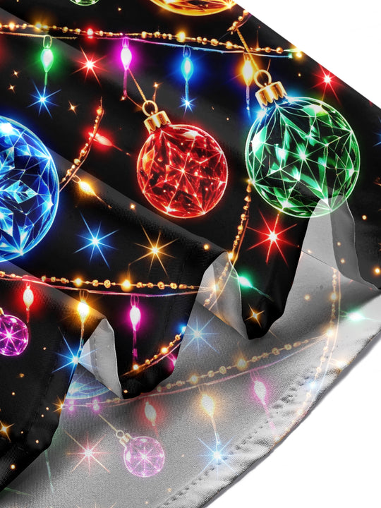Adaychic Men's Graphic Christmas Ornaments And Lights Print Long Sleeve Shirt with Chest Pocket