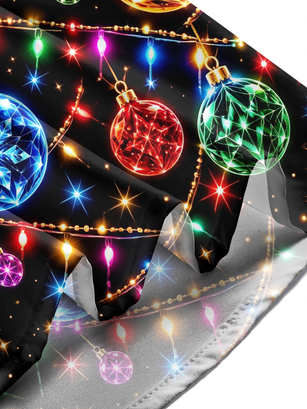 Adaychic Men's Graphic Christmas Ornaments And Lights Print Long Sleeve Shirt with Chest Pocket