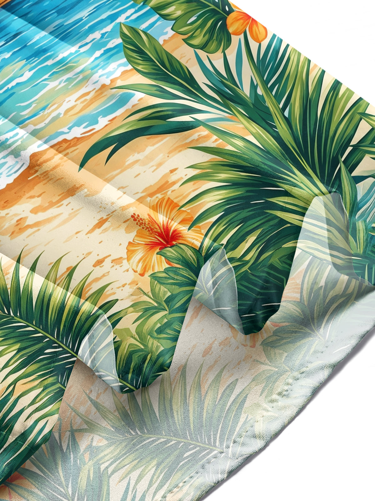 Adaychic Men's Hibiscus Flowers And Palm Leaves Print Long Sleeve Shirt with Chest Pocket