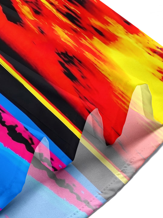 Adaychic Men's Tie Dye Colorful Abstract Tie Dye Print Short Sleeve Shirt with Chest Pocket