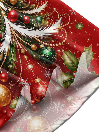 Adaychic Men's Printed Christmas Tree Print Snowflakes Print Long Sleeve Shirt with Chest Pocket