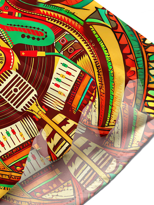 Adaychic Men's Graphic Tribal Totem Face Print Short Sleeve Shirt with Chest Pocket