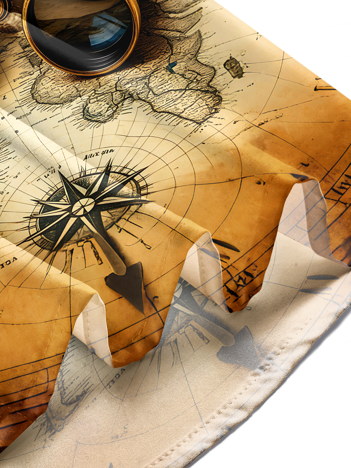Adaychic Men's Vintage Style Vintage Map Print Long Sleeve Shirt with Chest Pocket