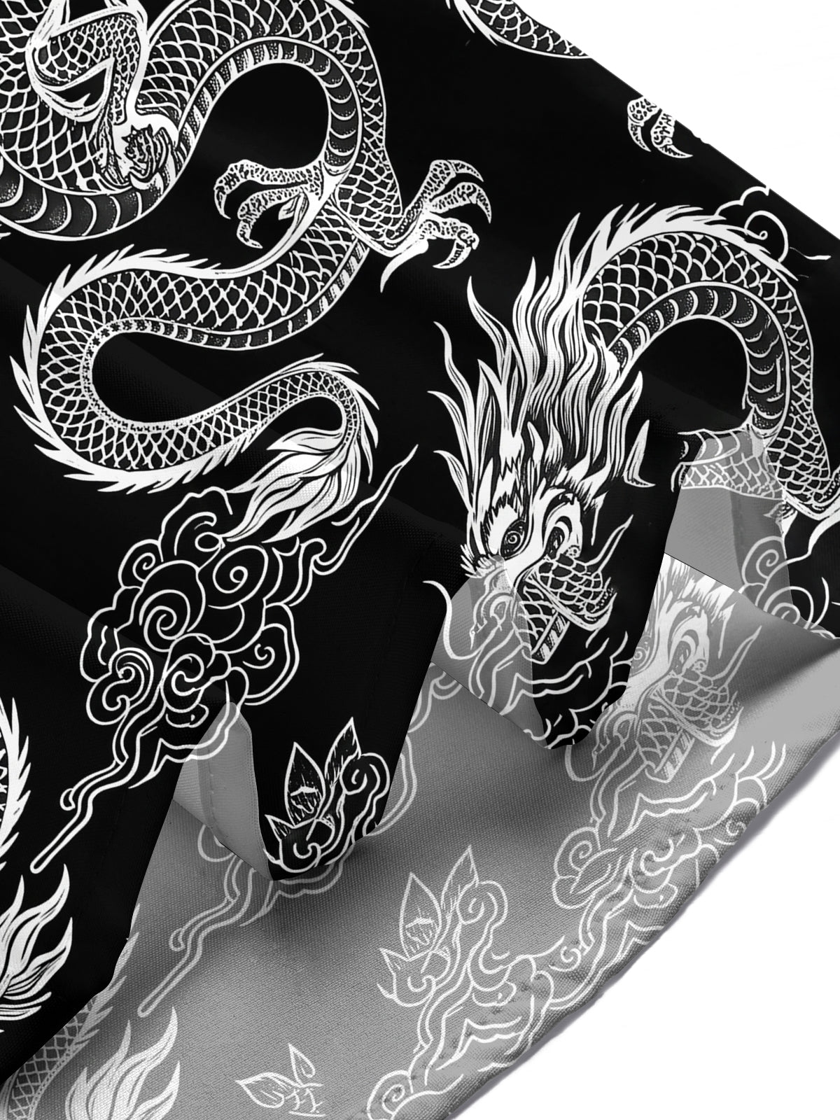 Adaychic Men's Hawaiian Chinese Dragon Print Short Sleeve Shirt with Chest Pocket