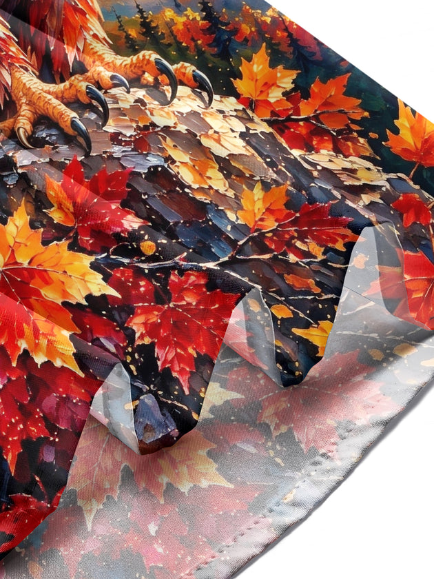 Adaychic Men's Bald Eagle And Autumn Maple Leaves Print Long Sleeve Shirt with Chest Pocket