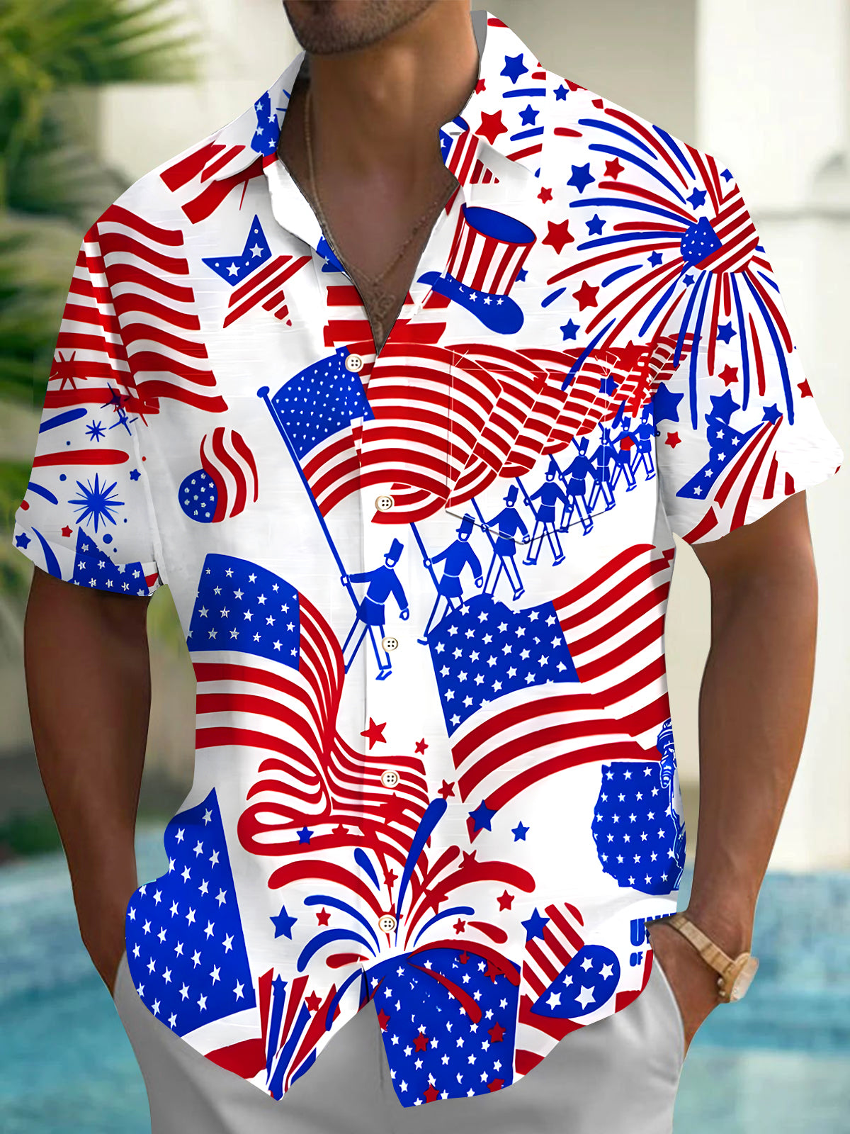 Independence Day Men's Pocket Short Sleeve Shirts