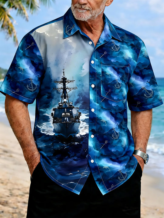 men's anchor print shirt front view