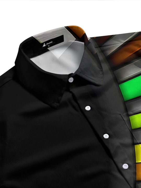 Colorful Piano Men's Pocket Short Sleeve Shirts