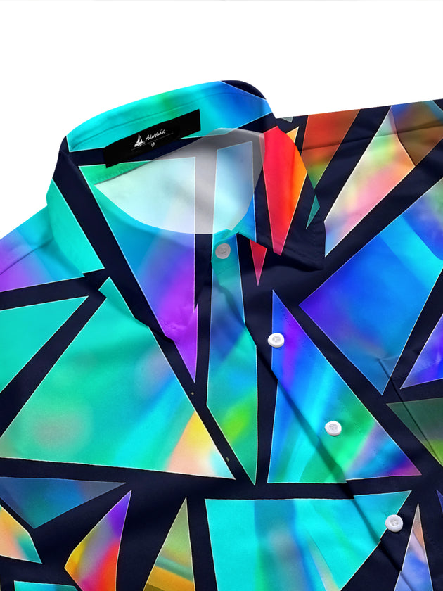Colorful Geometry Men's Pocket Short Sleeve Shirts