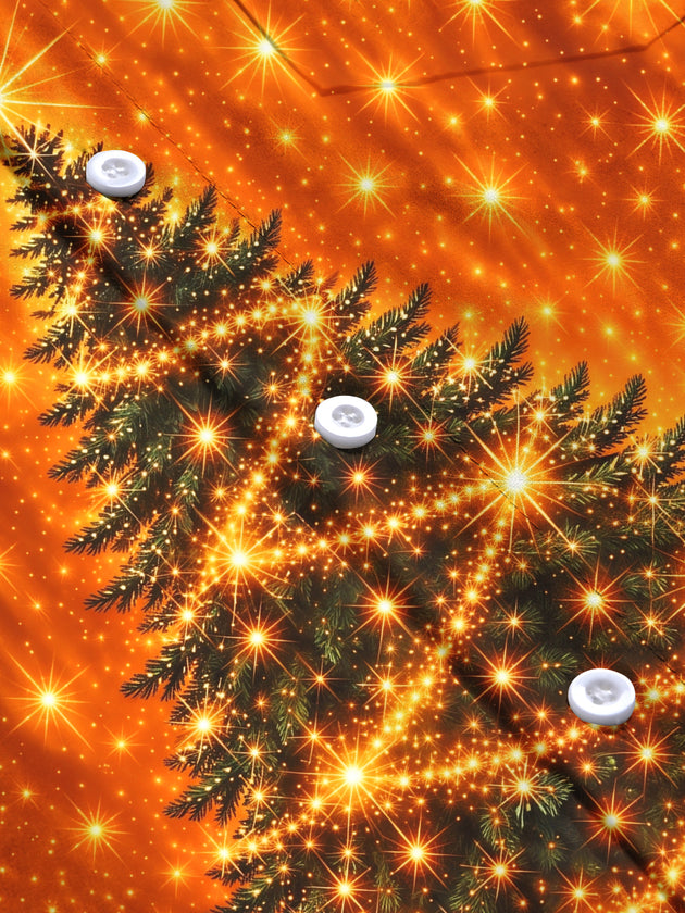 Adaychic Men's Christmas Tree With Sparkling Lights Print Long Sleeve Shirt with Chest Pocket
