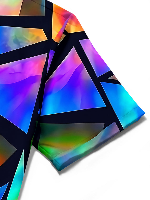 Colorful Geometry Men's Pocket Short Sleeve Shirts
