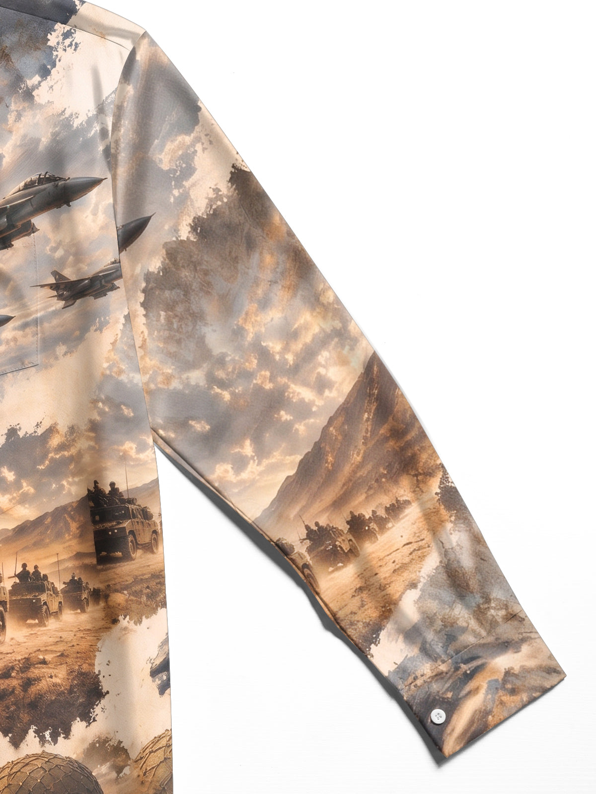 Adaychic Men's Long Sleeve Shirt - Veterans Day Military Soldiers And Beach Landing Scene Print with Chest Pocket