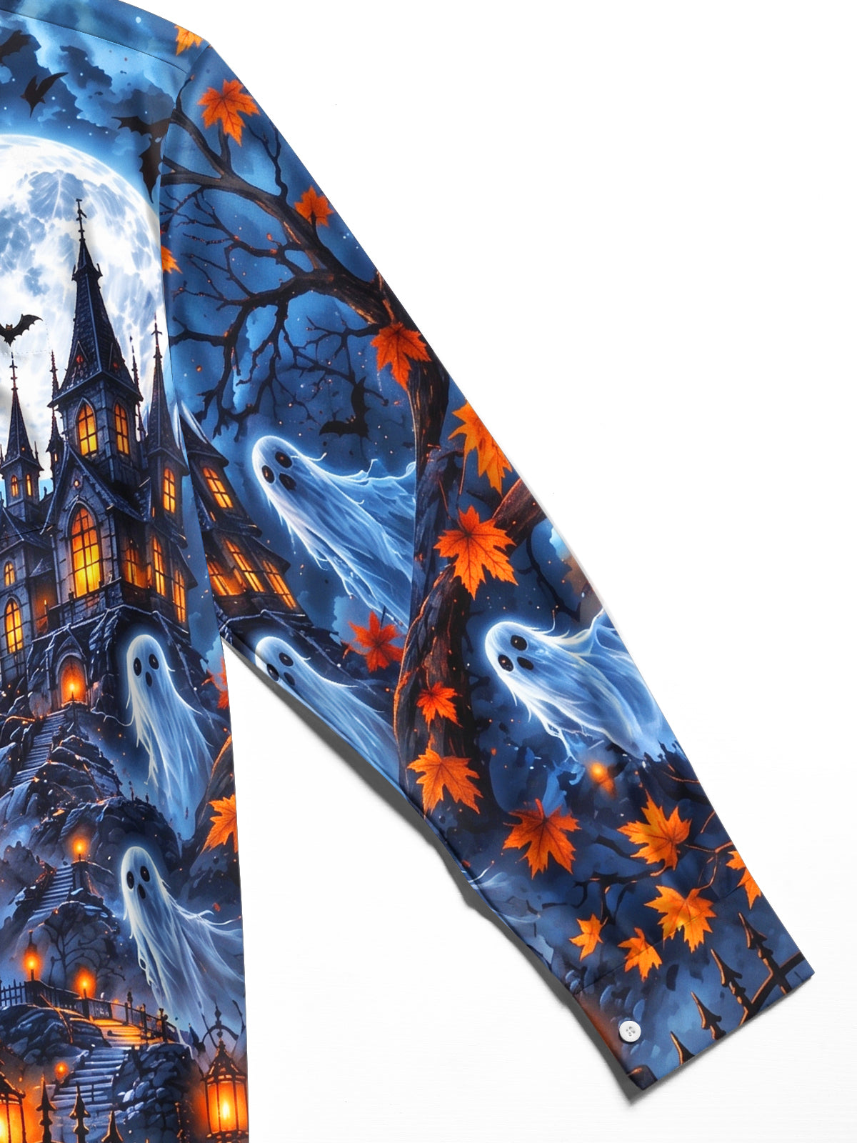 Adaychic Men's Graphic Halloween Witch Print Long Sleeve Shirt with Chest Pocket