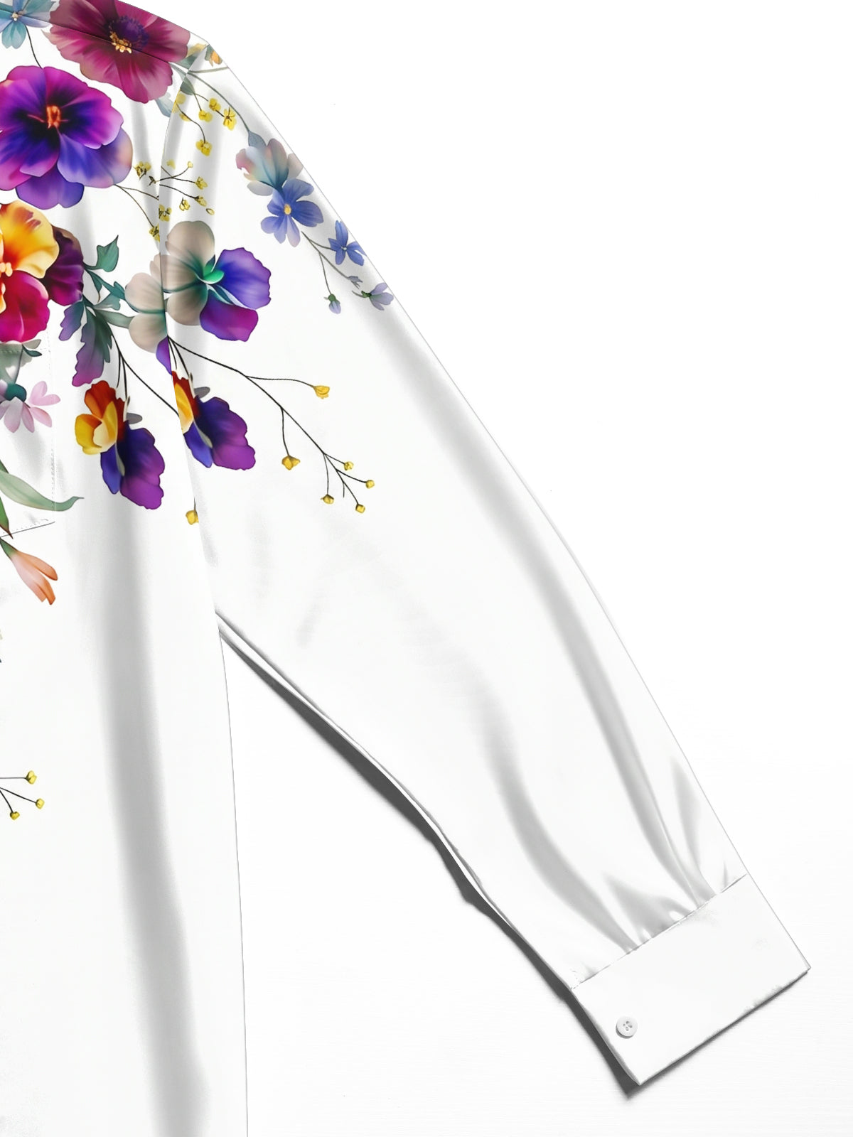 Adaychic Men's Floral Colorful Floral Branches Print Long Sleeve Shirt with Chest Pocket