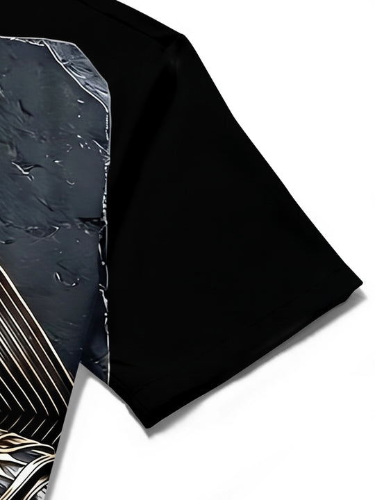 Adaychic Men's Graphic Mythology Print 3D Print Short Sleeve Shirt with Chest Pocket