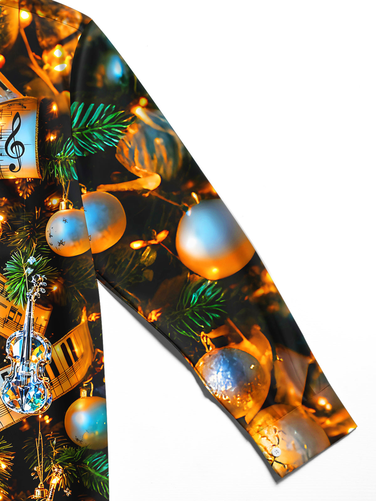 Adaychic Men's Graphic Christmas Tree Print Long Sleeve Shirt with Chest Pocket